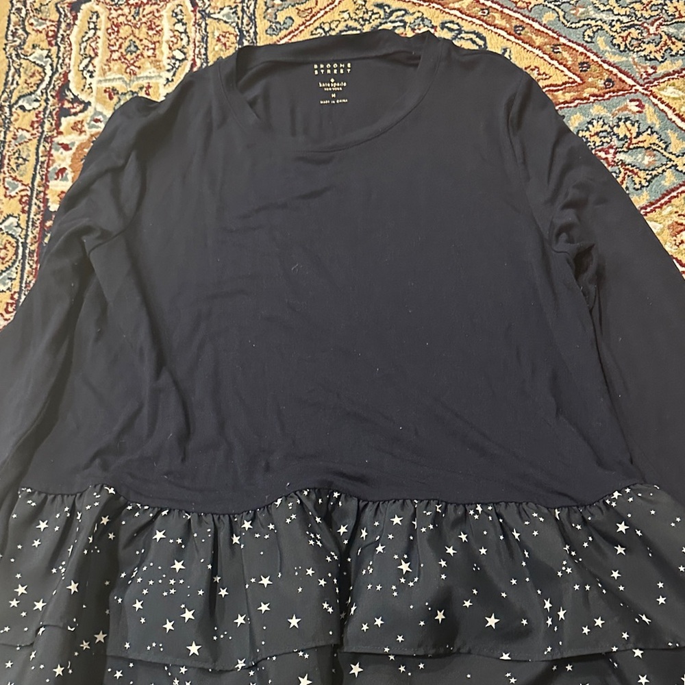 Kate Spade Navy Starry Ruffle Top